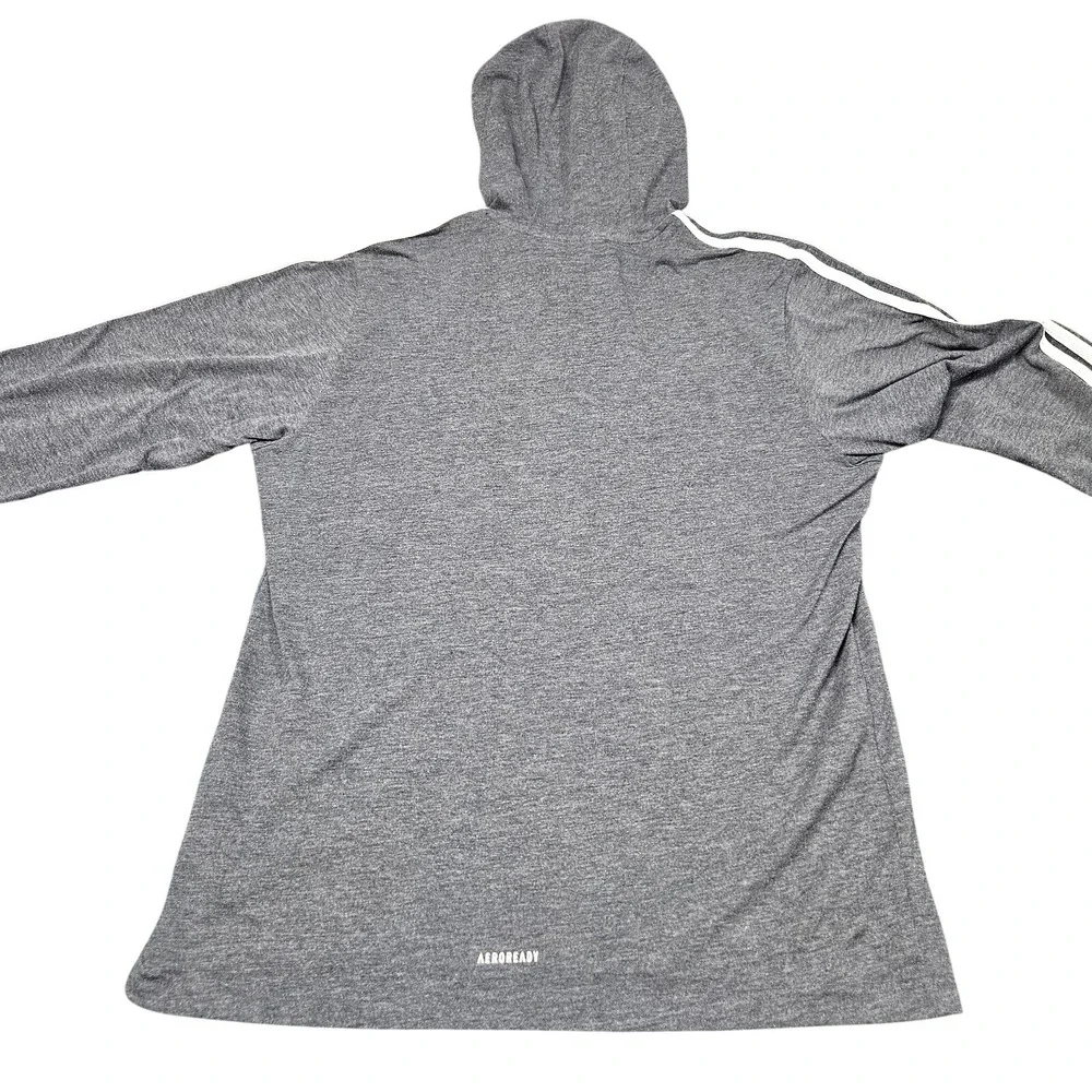 Adidas Lightweight Hooded Tshirt Mens M Gray LS Athletic Pullover Athleisure